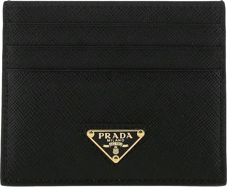 Prada Black Textured Metal Logo Wallet