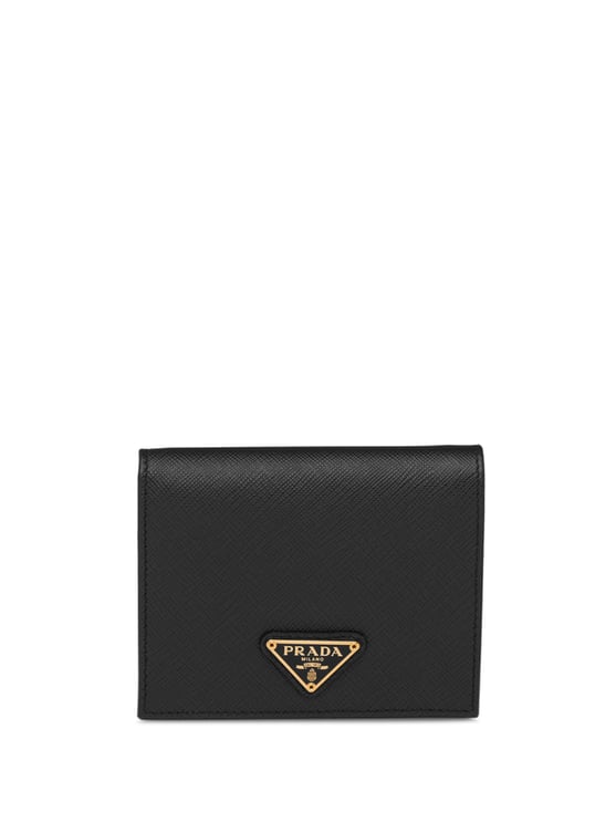 Prada Portafoglio Saffiano Leather Triangular Wallet