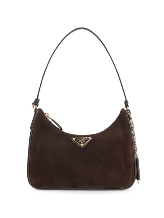 Prada Suede Curved Mini Shoulder Bag