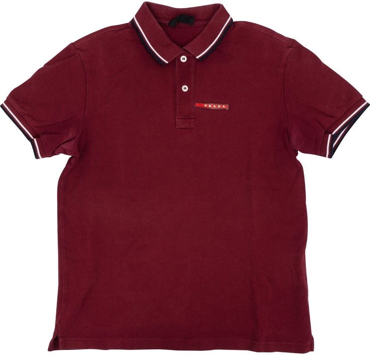 Prada Prada Classic Burgund Cotton Emblem Polo Shirt (S)