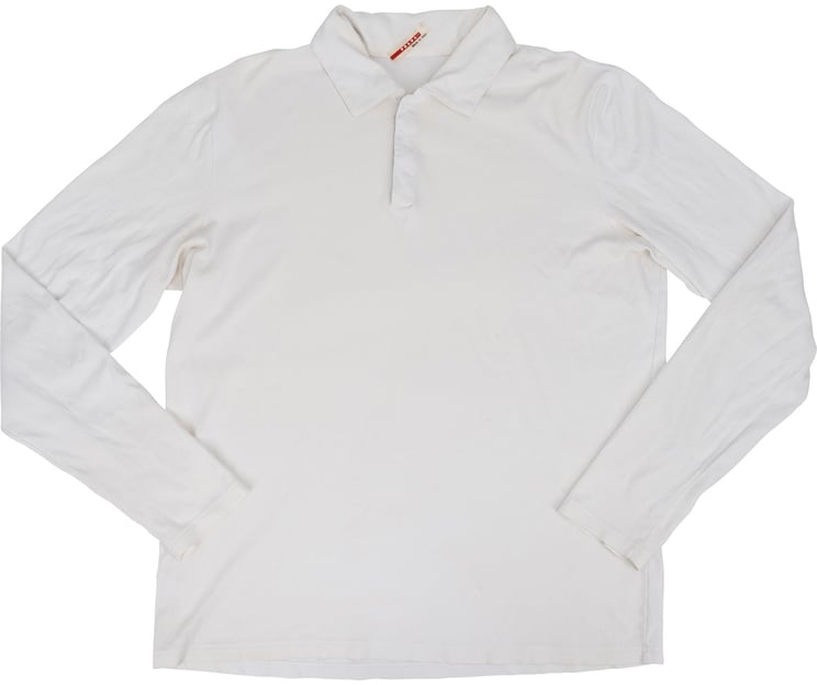 Prada Prada Classic White Sports Emblem Long Polo Shirt (L)