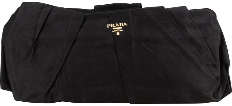 Prada Prada Black Satin Pleated Clutch