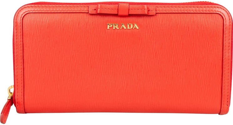 Prada Prada Saffiano Leather Bow Zip Around Wallet