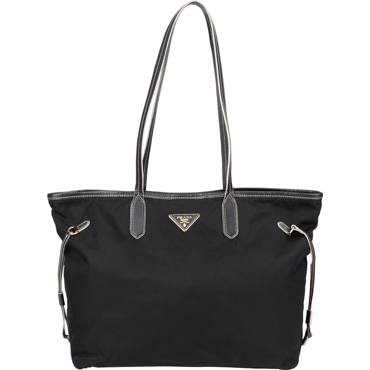 Prada Prada Nylon Saffiano Leather Shopper Handbag