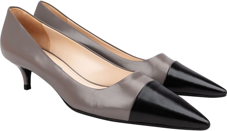 Prada Prada Multicolor Patent Leather Cap-Toe Kitten Heel Pumps (37)