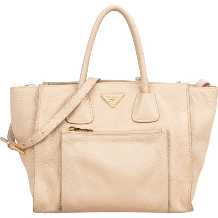 Prada Prada Vitello Daino Leather Twin Pocket Luggage Shopper Handbag