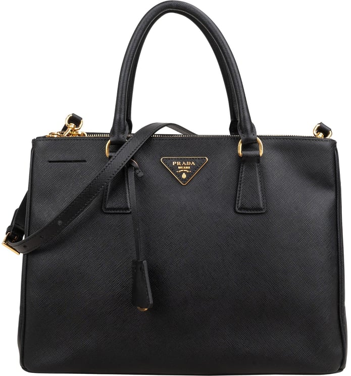 Prada Prada Black Saffiano Leather Galleria Handbag