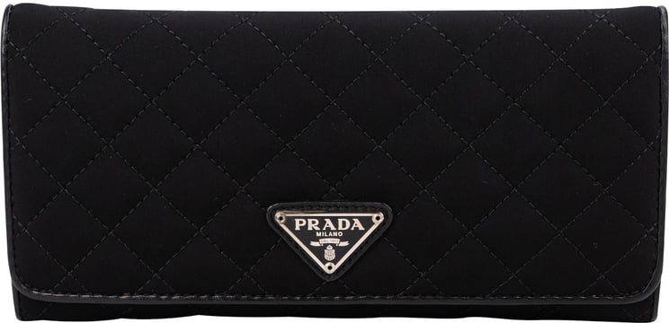 Prada Prada Black Quilted Tessuto Triangle Wallet