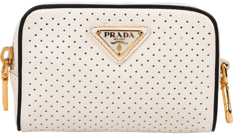 Prada Prada Perforated Saffiano Leather Mini Pouch