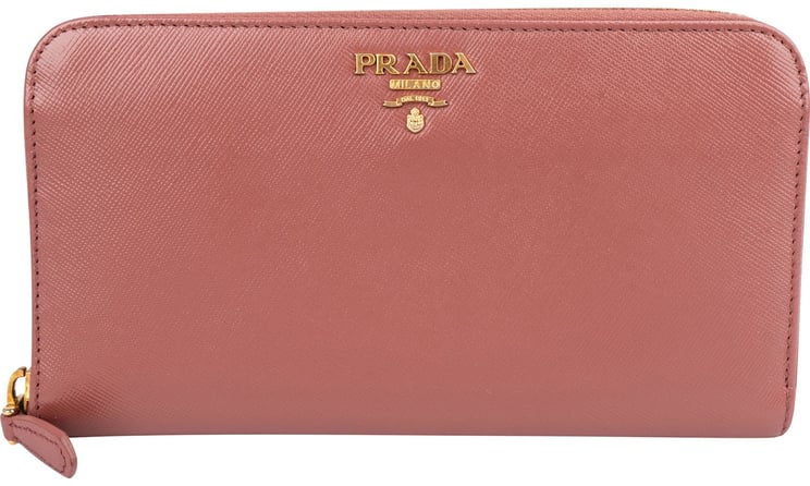 Prada Prada Pink Saffiano Leather Zip Around Wallet