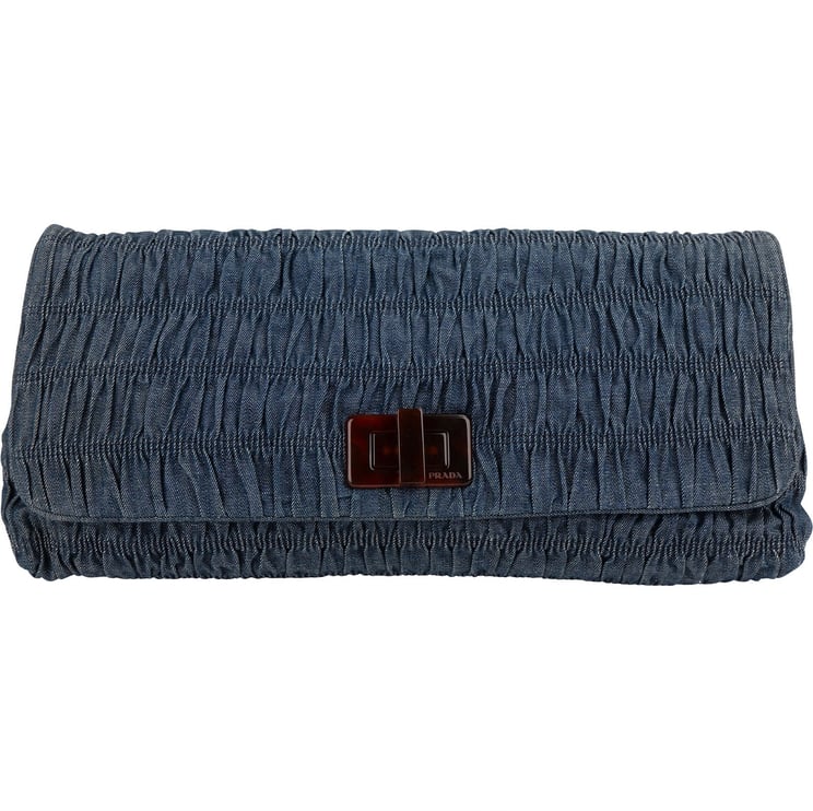 Prada Prada Denim Gauffre Jumbo Clutch Bag