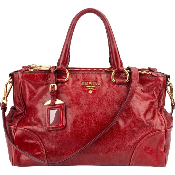 Prada Prada Vitello Antic Leather Bauletto Handbag