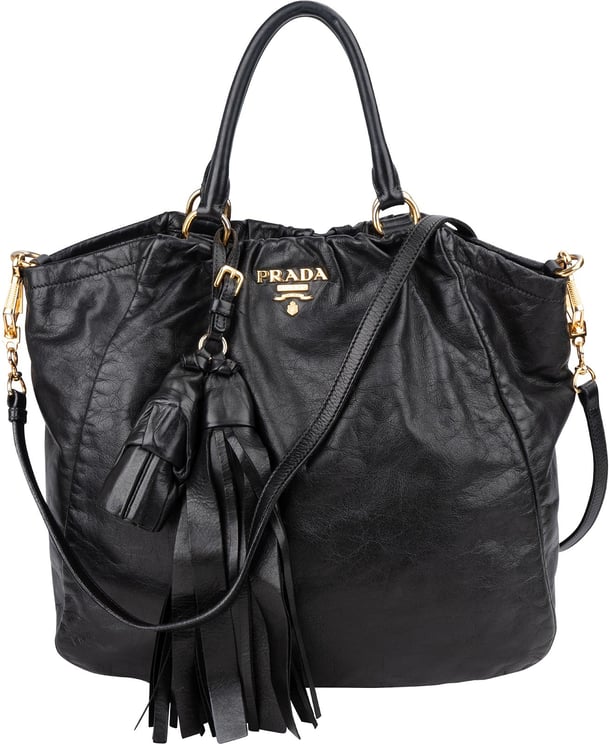 Prada Prada Vitello Daino Leather Leather Tassel Tote Shoulder Bag