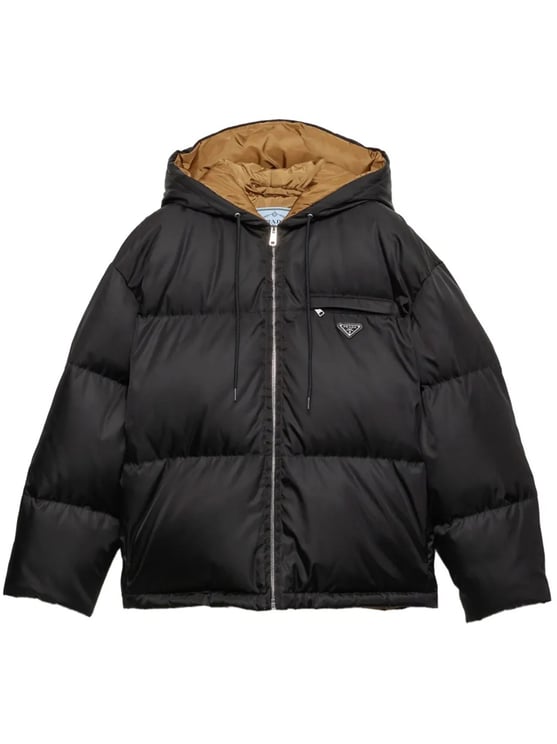 Prada Cropped Puffer Jacket With Contrasting Interior Lining