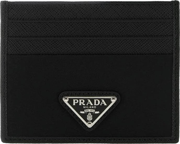 Prada Black Re-Nylon Saffiano Leather Cardholder Wallet