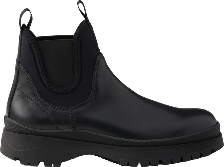 Prada Black Brixxen Leather Chelsea Boots