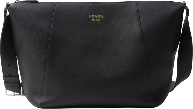 Prada Black Bandoleira Soft Grain Leather Satchel
