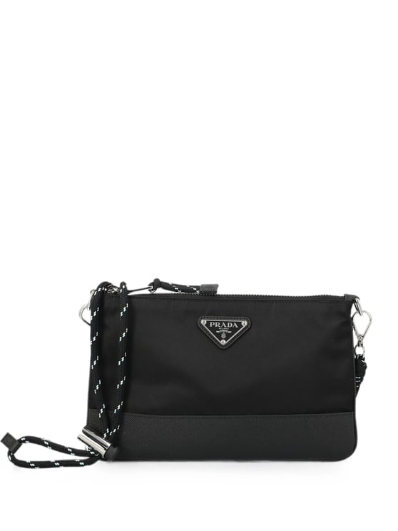 Prada Rectangular Crossbody Bag With Zip Closure And Detachable Cord Strap