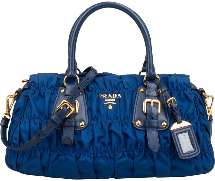 Prada Prada Blue Tessuto Gaufre Satchel Handbag