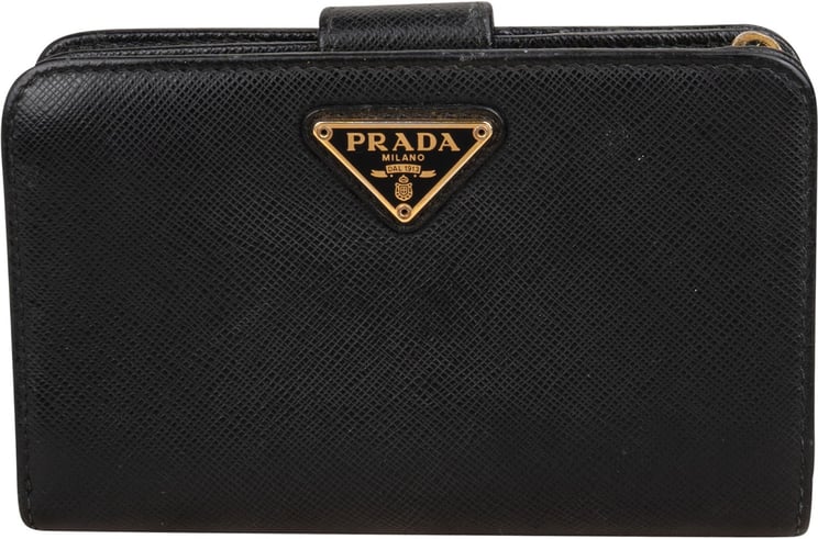 Prada Prada Black Saffiano Leather Compact Wallet