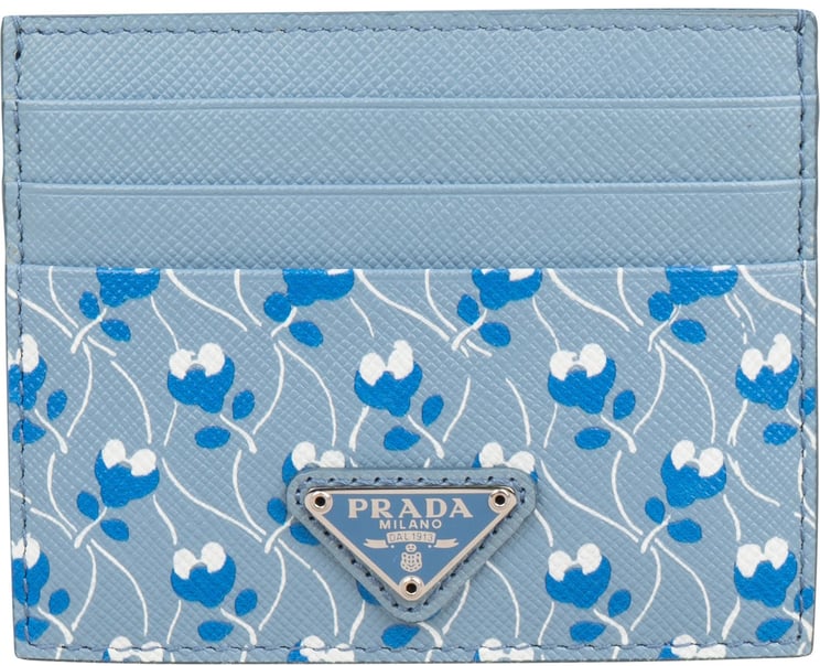 Prada Prada Saffiano Leather Floral Print Card Holder