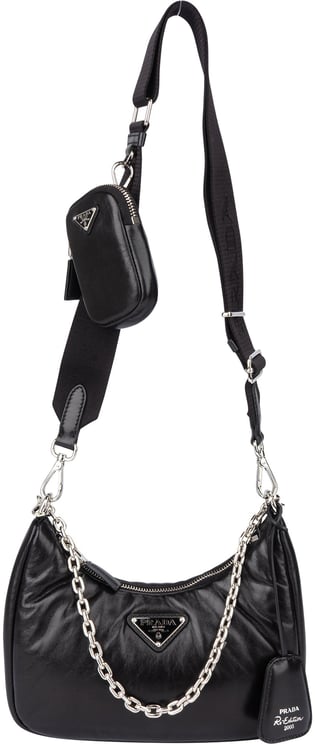 Prada Prada Soft Leather Triangle Re-Edition Crossbody Bag