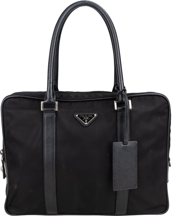 Prada Prada Black Nylon Triangle Business Handbag