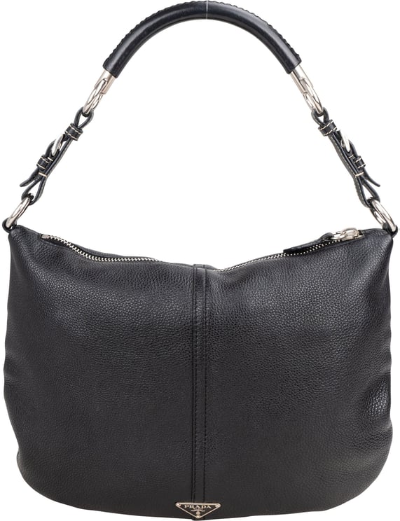 Prada Prada Black Leather Triangle Handbag
