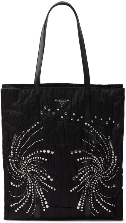 Prada Black Quilted Re-Nylon Patchwork Tote