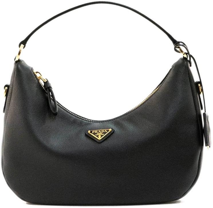 Prada Black Sacca Crescent-Shaped Leather Handbag