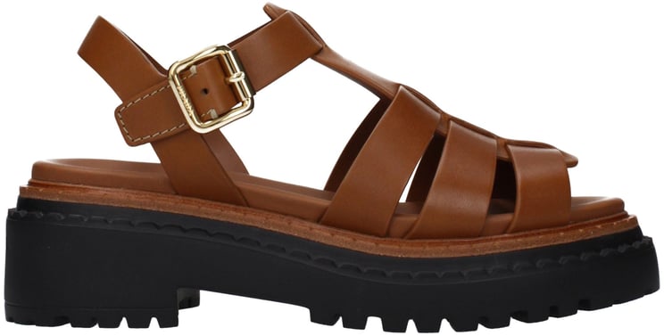 Prada Prada Brown Leather Platform Sandals