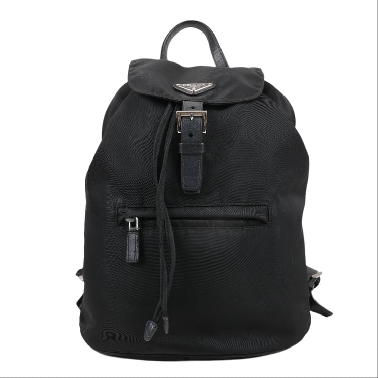 Prada Prada Tessuto Fabric x Leather Backpack in Black