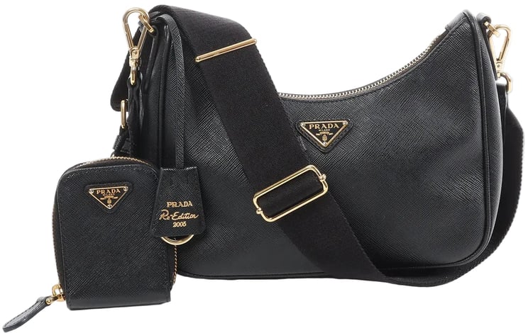 Prada Prada Re-Edition 2005 Leather Crossbody Bag in Black