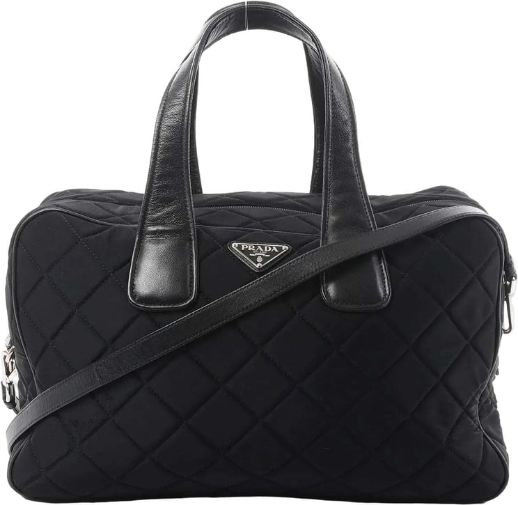 Prada Prada Tessuto Impuntu Nylon x Leather 2Way Handbag in Black BL0722