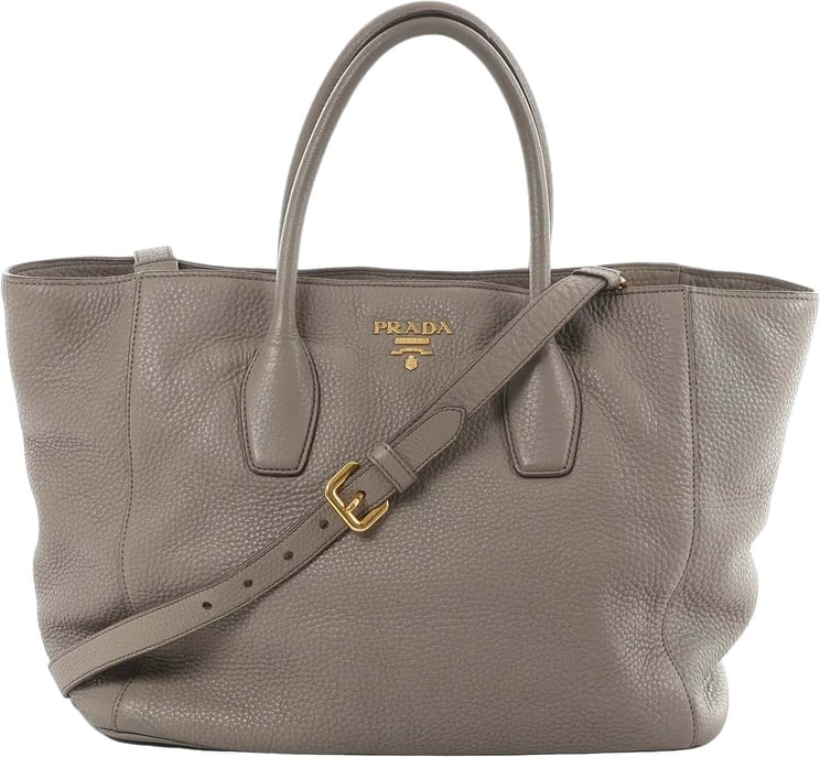 Prada Prada Vitello Daino Leather 2Way Handbag in Gray