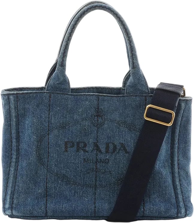 Prada Prada Canapa Denim 2Way Handbag in Blue