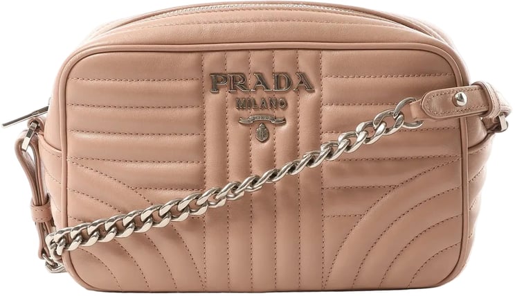Prada Prada Diagram Leather Chain Crossbody Bag in Pink 1BH083