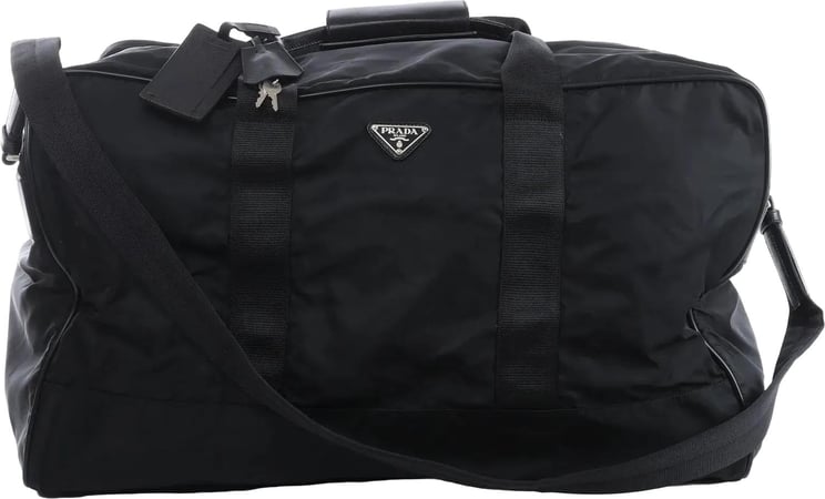 Prada Prada Tessuto Nylon x Leather 2Way Travel Bag in Black