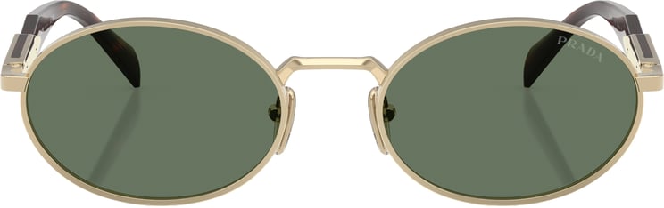 Prada Oval Green Lens Sunglasses with Gold Frame