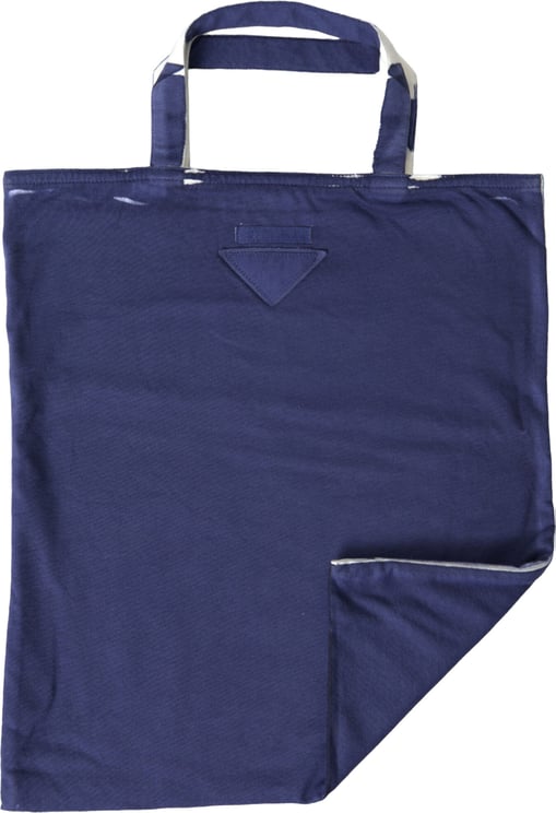 Prada Prada Blue Jersey Fabric Logo Shoulder Shopping Tote Shopping Bag