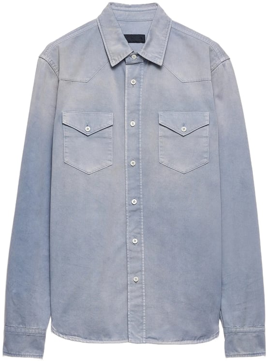 Prada Light Blue Long-Sleeve Fabric Shirt