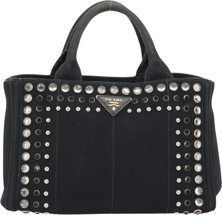 Prada Prada Canapa Convertible Tote Rhinestone Embellished Canvas Medium