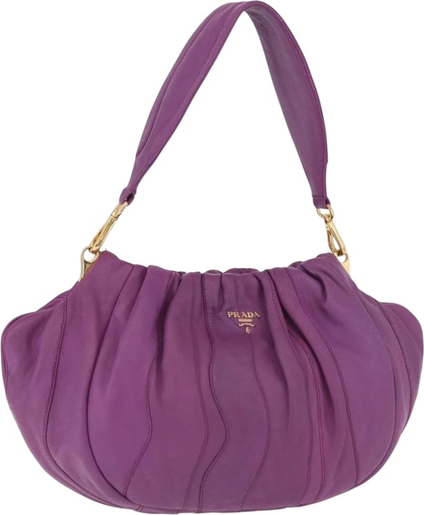 Prada Prada Pleats Shoulder Bag Cervo Leather Small