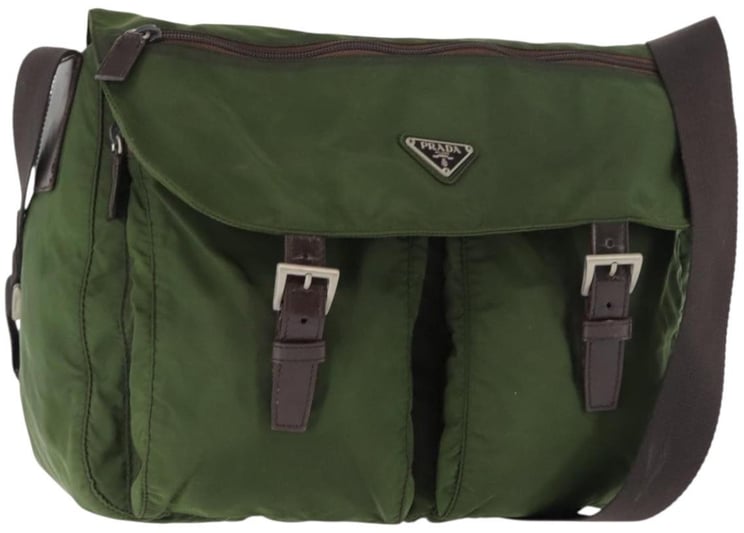 Prada Prada Zip Buckle Messenger Bag Tessuto Medium