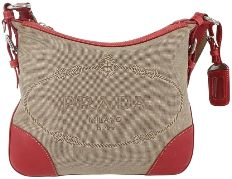 Prada Prada Logo Zip Crossbody Bag Canvas Medium