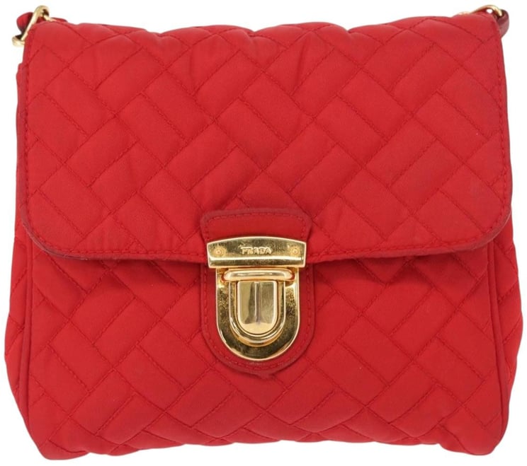 Prada Prada Pushlock Chain Flap Bag Quilted Tessuto Mini