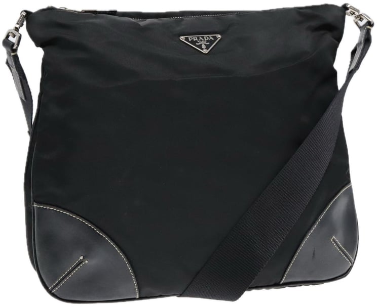 Prada Prada Zip Messenger Bag Tessuto with Leather Medium