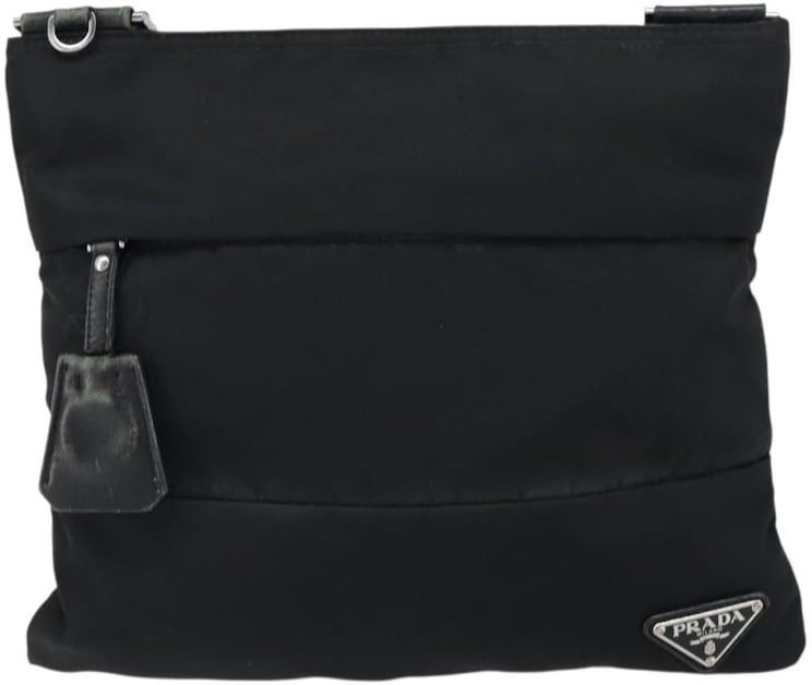 Prada Prada Zip Messenger Bag Horizontal Quilt Tessuto Medium