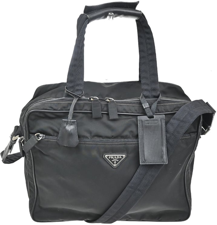 Prada Prada Expandable Front Zip Boston Bag Tessuto Large