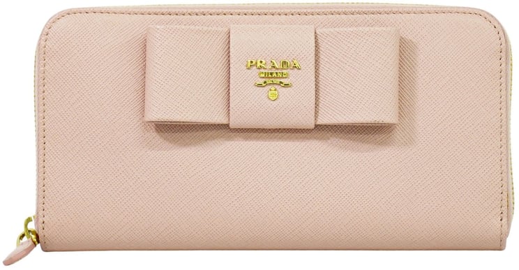 Prada Prada Bow Zip Around Wallet Saffiano Leather Long